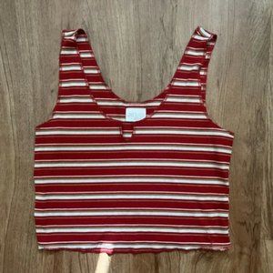 Red Striped Cropped Tank Size M